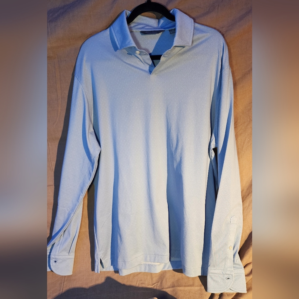 Daniel Cremieux Signature Label Mini-Dot Jacquard Long Sleeve Polo Shirt